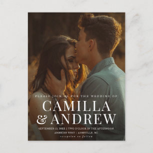 Cartão Postal De Convite Casamento Moderno Foto Elegante e Estiloso