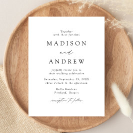 Cartão Postal De Convite Casamento Negro e Branco Elegante Moderno