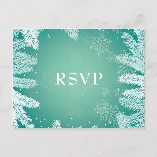 Cartão Postal De Convite Casamento no inverno Elegante com RSVP de Escolha  (Frente)