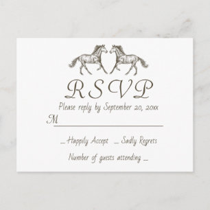 Cartão Postal De Convite Casamento Ocidental RSVP Cavalo Rústico Cavalos Ca