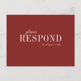 Cartão Postal De Convite Casamento outono de tipografia moderna de burgundy