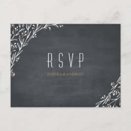 Cartão Postal De Convite Casamento RSVP de Casamento Rústico do Quadro Flor
