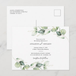 Cartão Postal De Convite Casamento Russo Eucalyptus Foliage