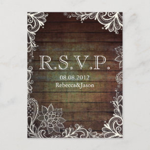 Cartão Postal De Convite casamento russo moderno de barnwood lace country R