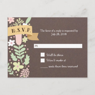 Cartão Postal De Convite Casamento Rustic Boho Pastel Flower Wreath