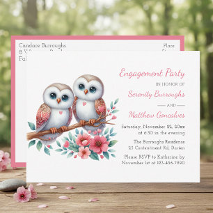 Cartão Postal De Convite Casamento Rústico de Corujas Boho Country