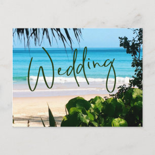 Cartão Postal De Convite Casamento Tropical Beach Ocean Blue Destination