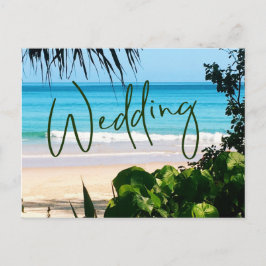 Cartão Postal De Convite Casamento Tropical Beach Ocean Blue Destination