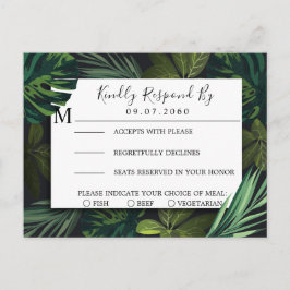 Cartão Postal De Convite Casamento Tropical, Tropical Greenery RSVP Card
