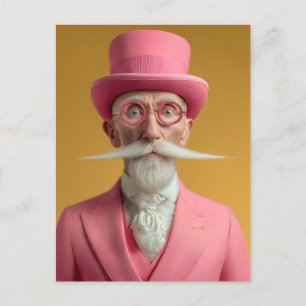 Cartão Postal De Convite Cavalheiro Dapper de Rosa