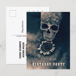 Cartão Postal De Convite Caveira Gótica Curso Canto de Girassol Para seus 2