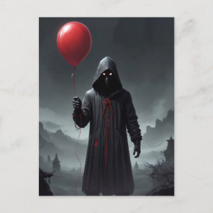 Cartão Postal De Convite Ceifador e Balão Vermelho