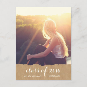Cartão Postal De Convite Celebração de Graduação de Fotos Rustic Kraft Look