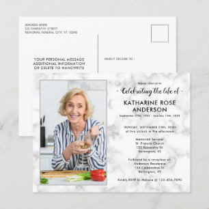 Cartão Postal De Convite Celebração Moderna De Foto Marble Do Funeral Da 