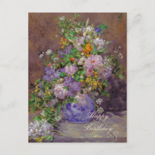Cartão Postal De Convite Celebrações do buquê Renoir primavera floral CC086