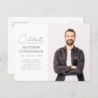 Cartão Postal De Convite Celebrando Sua Maravilhosa Vida Foto Simples Moder