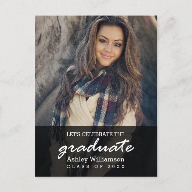 Cartão Postal De Convite Celebrar Festa de formatura de Fotos (Frente)