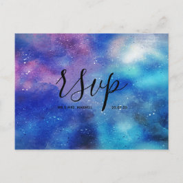 Cartão Postal De Convite Céu de Aquarela Azul Casamento Rsvp