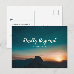 Cartão Postal De Convite Céu Noturno Galáxia Montanha Estrela Casamento Mod