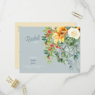 Cartão Postal De Convite Chá de Bebê de Girassóis Elegantes da Toscana II