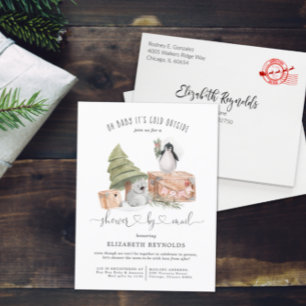 Cartão Postal De Convite Chá de Bebê pelo Correio Chá de Bebê de Natal de