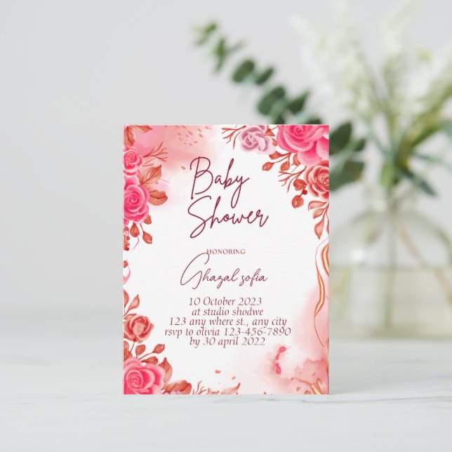 Cartão Postal De Convite chá de fraldas (Em pé/Frente)