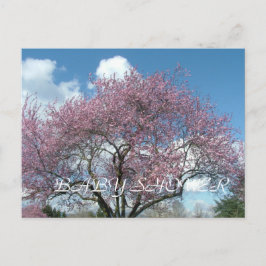 Cartão Postal De Convite chá de fraldas, árvore florescente de primavera