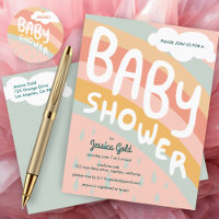 CHÁ DE FRALDAS Cute Nuvens Arco-Íris Personalizado