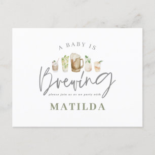 Cartão Postal De Convite chá de fraldas de bebidas pintadas com aquarela
