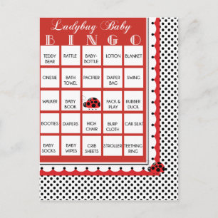 Cartão Postal De Convite Chá de fraldas Ladybug Polkadots Cartão Bingo 4