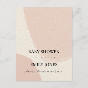 CARTÃO POSTAL DE CONVITE CHÁ DE FRALDAS MODERNO ABSTRATO SOFT BLUSH PINK K