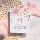 Cartão Postal De Convite Chá de fraldas Pastel Orange & Pink Floral Giraffe<br><div class="desc">Um design elegante com uma bela ilustração de mãe e girafa de bebê. No topo destas cartas há um arranjo floral em lindos tons de rosa e roxo. Estes convites revertem para uma cor de laranja pastel.</div>
