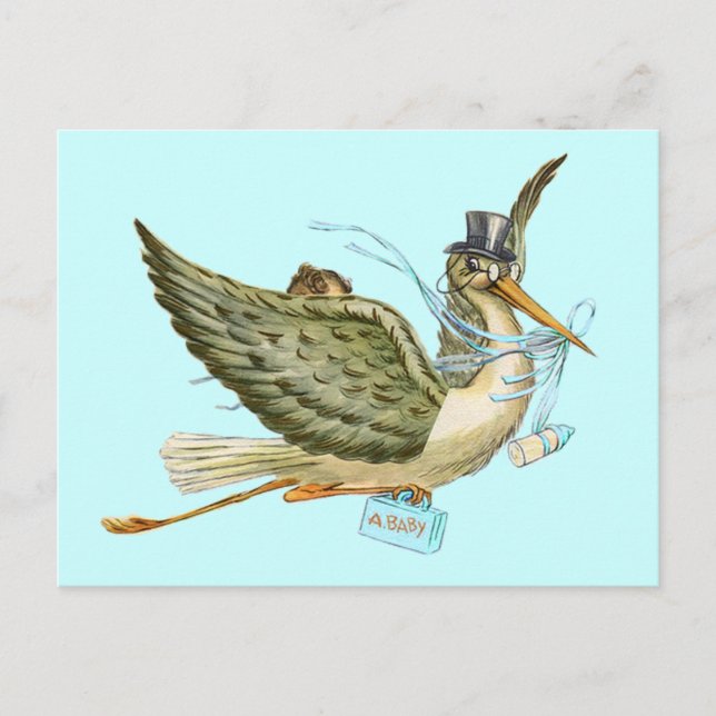 CARTÃO POSTAL DE CONVITE CHÁ DE FRALDAS STORK (Frente)