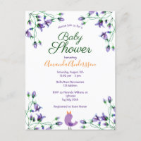 Chá de fraldas violeta floral azul branco