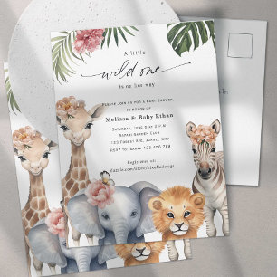 Cartão Postal De Convite Chá De Garota Selvagem, Cute Safari Pensava