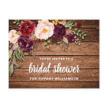 Chá de Noiva Floral Rústico em Burgundy em Madeira