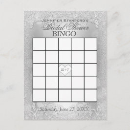 Cartão Postal De Convite Chá de panela Bingo | Elegância prateada