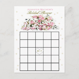 Cartão Postal De Convite Chá de panela Bingo | Rosas Rosa