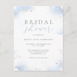 Cartão Postal De Convite Chá de panela de poeira Dourada de Omã Azul Chic D