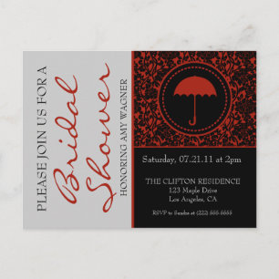 Cartão Postal De Convite Chá de panela Preto-Gótico e Farinha Vermelha