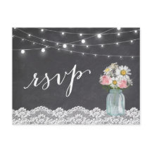 Chalkboard Lights Mason Jar Floral Weding RSVP