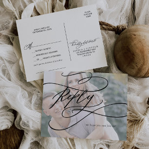 Cartão Postal De Convite Chamada Romântica Caligrafia Foto Pedido de Música