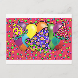 Cartão Postal De Convite Chapéus do Partido Birthay