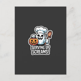 Cartão Postal De Convite Chef Boo – Spooky Cute Halloween Ghost Spoon