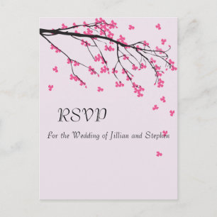 Cartão Postal De Convite Cherry Blossom Stem - RSVP Posta Card