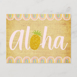 Cartão Postal De Convite  Chic Aloha Pineapple