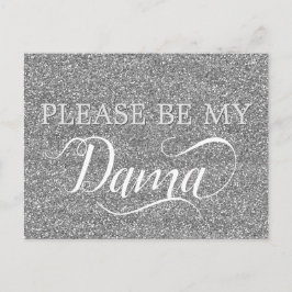 Cartão Postal De Convite Chic Silver Glitter Dama Quinceanera Dama Proposta