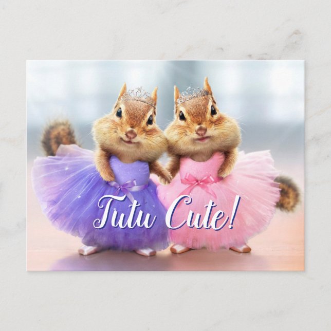 Cartão Postal De Convite Chipmunk Ballerina Duo (Frente)
