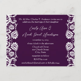 Cartão Postal De Convite Christian Vintage - Casamento tema damasco de Conv