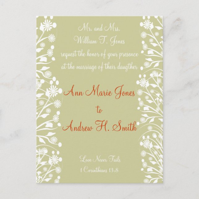 Cartão Postal De Convite Christian Wedation Invitation Orange White Taupe (Frente)